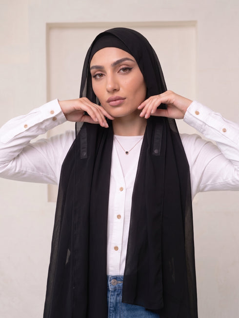 Built-in Magnet Hijab - Black