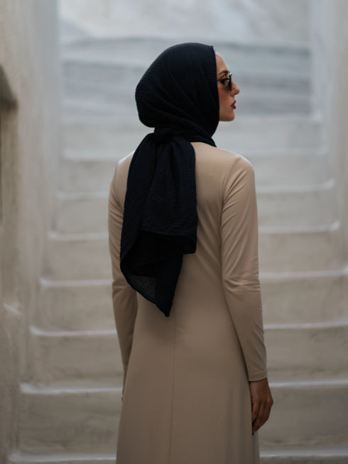 Marble Cotton Hijabs - Black