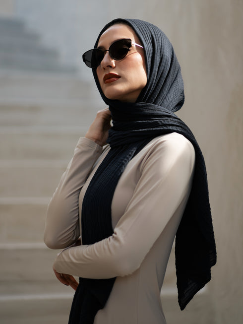 Marble Cotton Hijabs - Black
