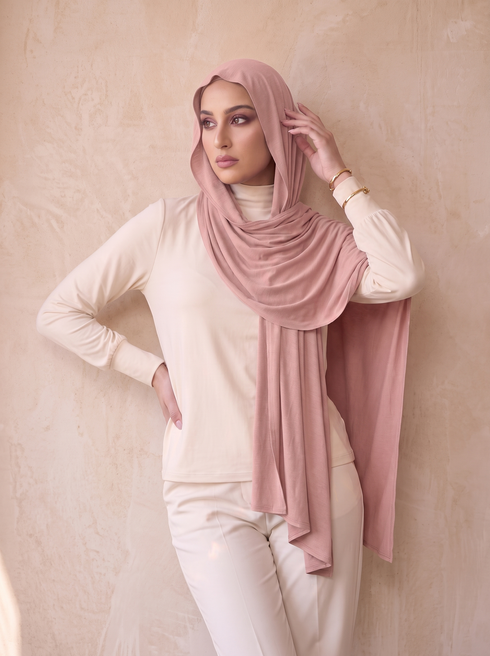 Organic Bamboo Jersey Hijab - Blush Pink