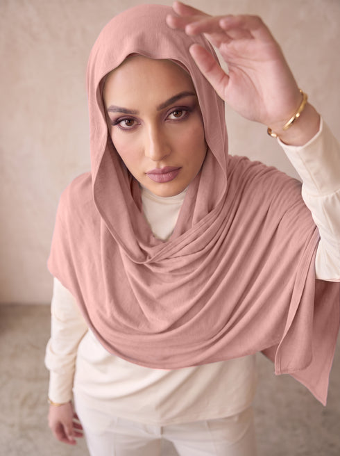 Organic Bamboo Jersey Hijab - Blush Pink