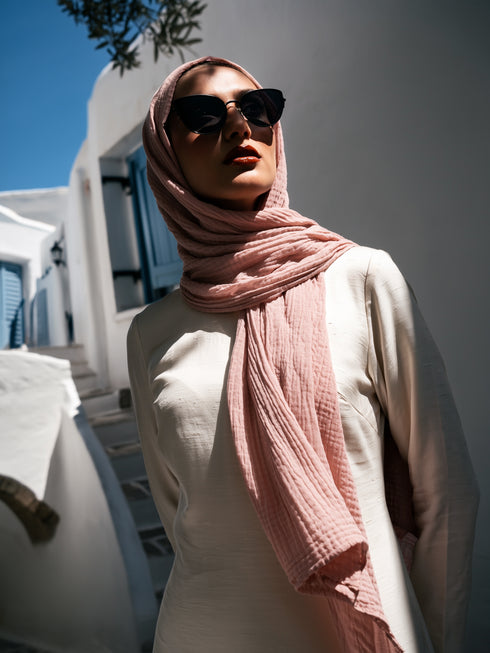Marble Cotton Hijabs - Blush Pink