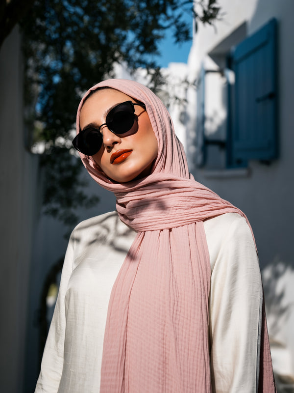 Marble Cotton Hijabs - Blush Pink