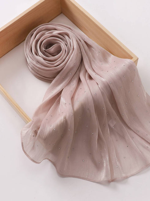 Verona Shimmer Organza Hijab - Dusty Pink