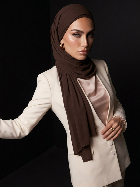 Noura Jersey Hijab - Coffee Brown