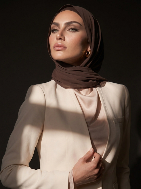 Noura Jersey Hijab - Coffee Brown
