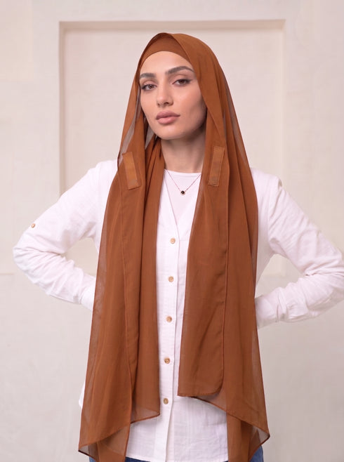 Built-in Magnet Hijab - Caramel