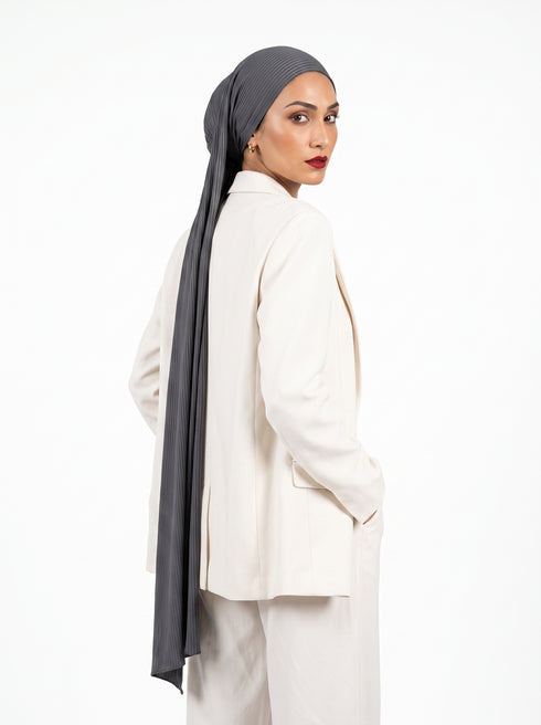 Ribbed Jersey Hijabs - Charcoal