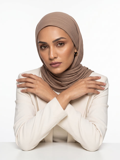 Ribbed Jersey Hijabs - Chestnut