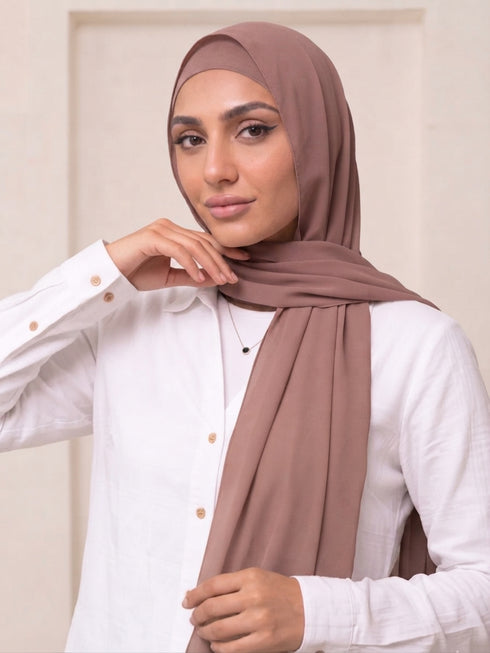 Built-in Magnet Hijab - Chestnut