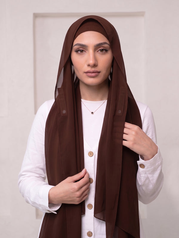 Built-in Magnet Hijab - Coffee