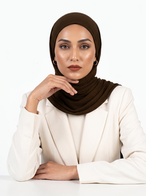 Ribbed Jersey Hijabs - Chocolate Brown