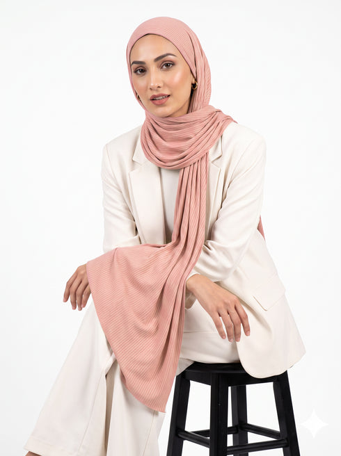 Ribbed Jersey Hijabs - Coral