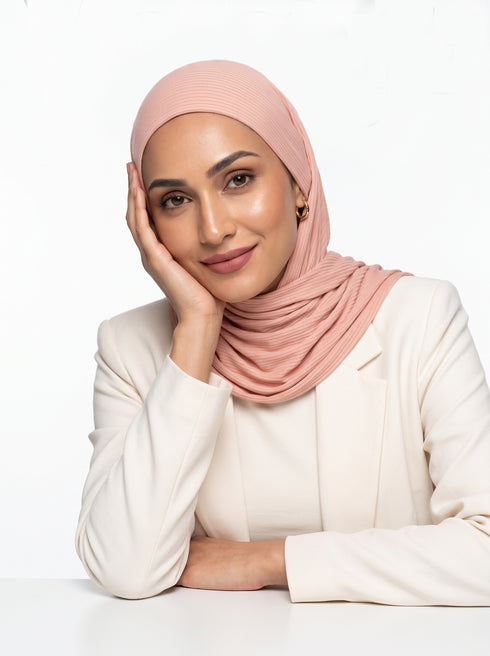 Ribbed Jersey Hijabs - Coral