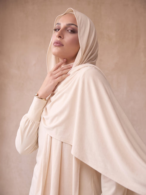 Organic Bamboo Jersey Hijab - Cream