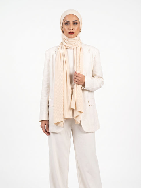 Ribbed Jersey Hijabs - Cream