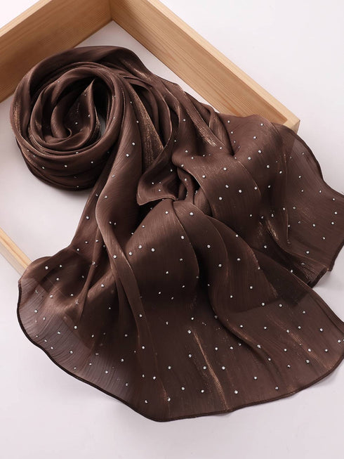 Verona Shimmer Organza Hijab - Chocolate Brown