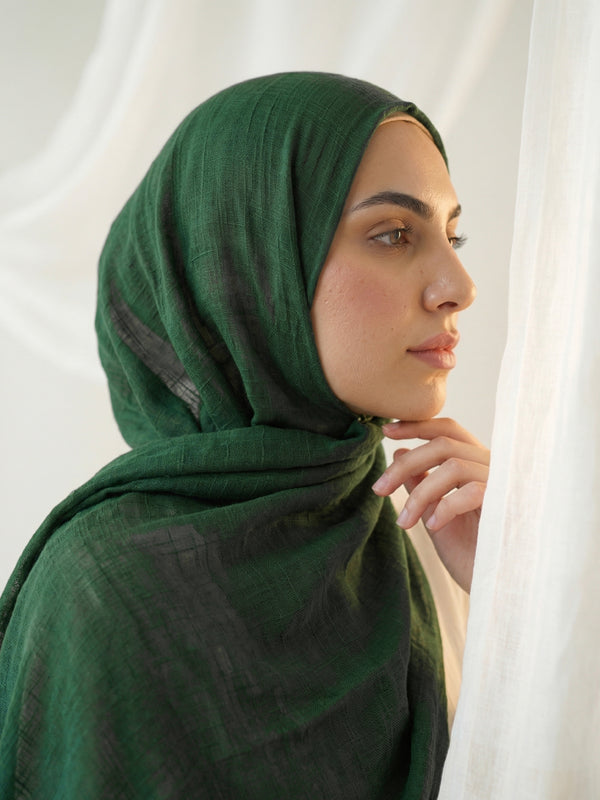 Texture Lawn Tassel Hijabs - Evergreen