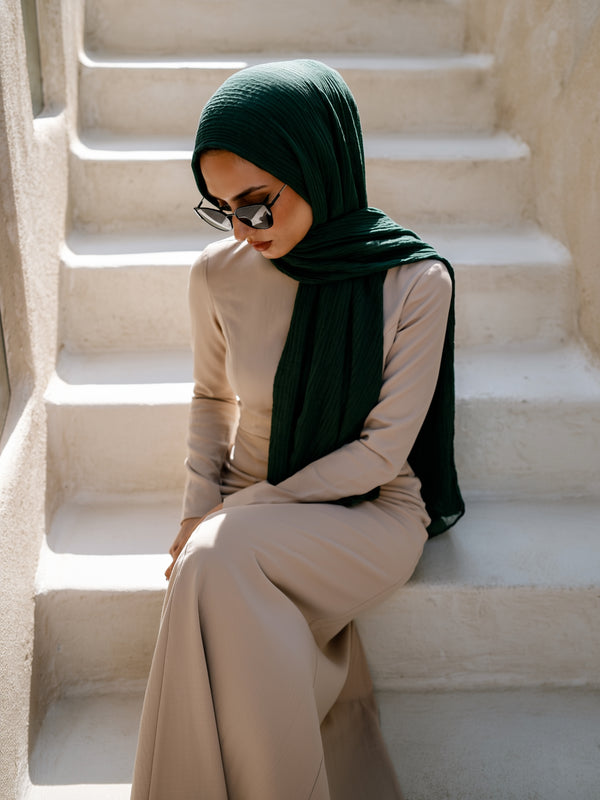 Marble Cotton Hijabs - Evergreen