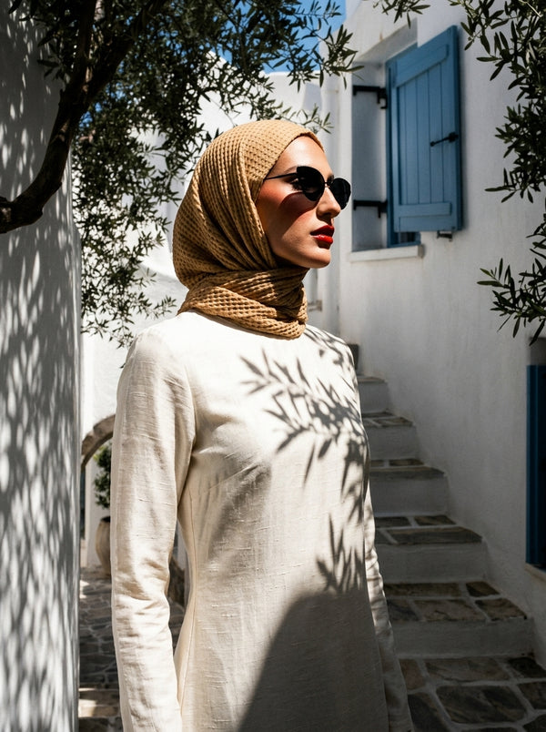 Marble Cotton Hijabs - Gamboge Gold