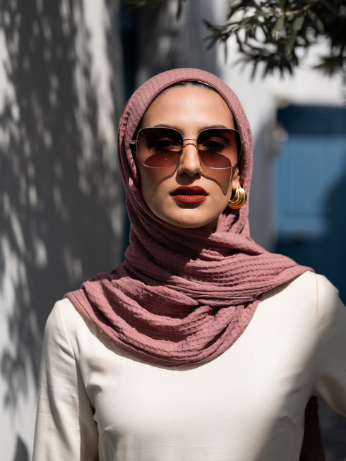 Marble Cotton Hijabs - Garnet