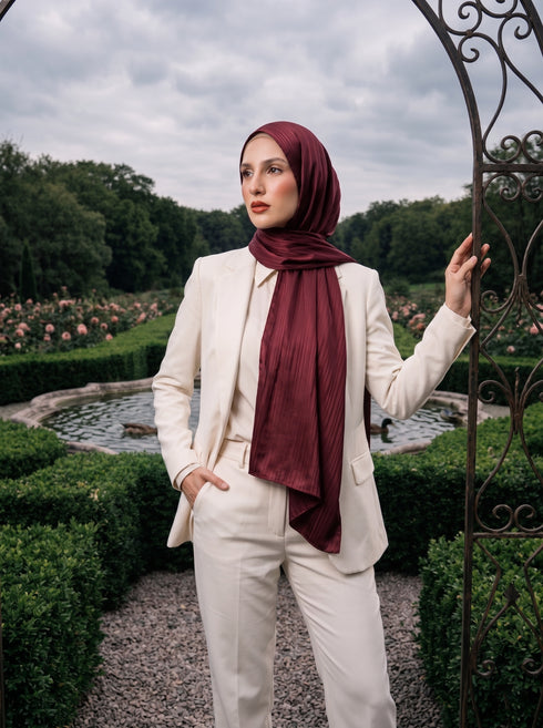 Solène Silk Hijab - Maroon