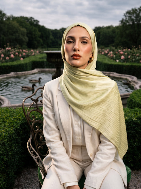 Solène Silk Hijab - Green Yellow
