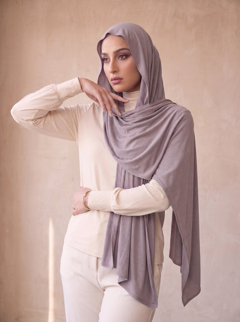 Organic Bamboo Jersey Hijab - Grey