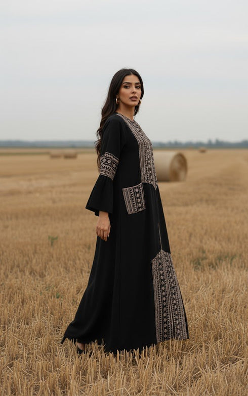 Hooriya Embroidered Black Abaya