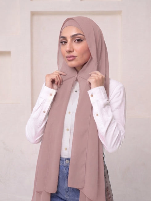 Built-in Magnet Hijab - Blush Pink