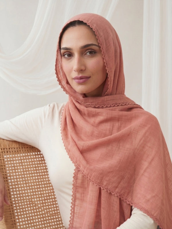 Noor Lace Hijab - Watermelon
