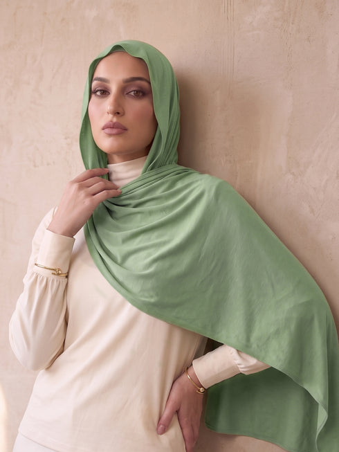 Organic Bamboo Jersey Hijab - Turquoise Green