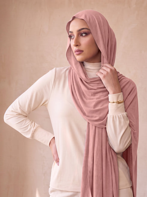 Organic Bamboo Jersey Hijab - Blush Pink