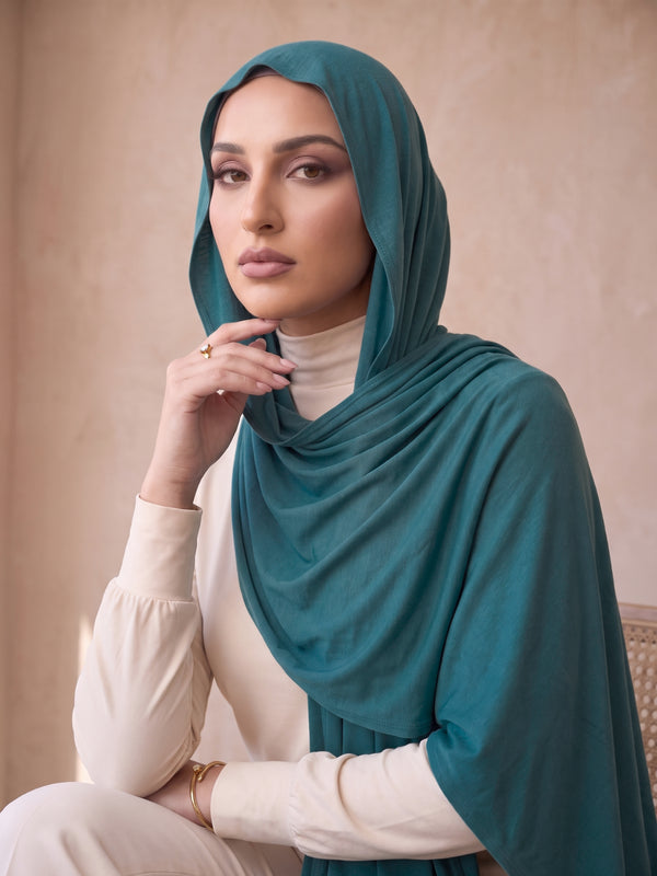 Organic Bamboo Jersey Hijab - Teal