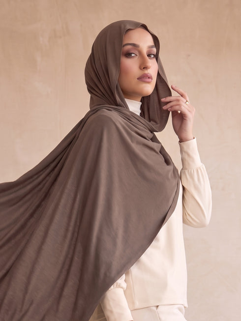 Organic Bamboo Jersey Hijab - Espresso