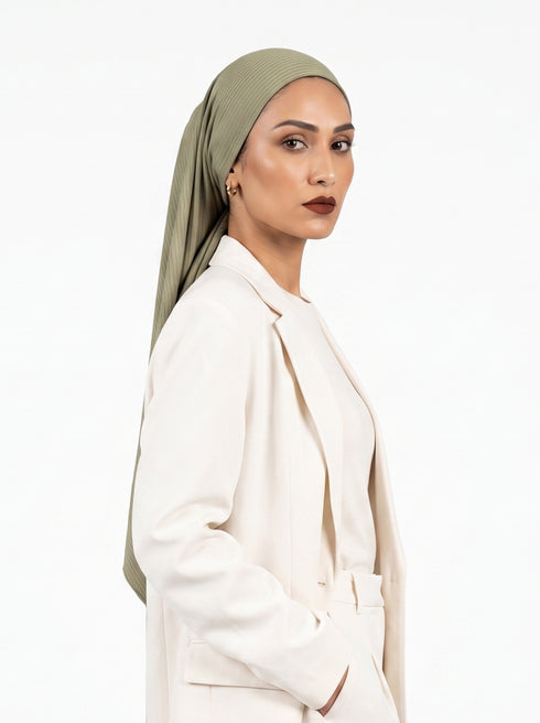 Ribbed Jersey Hijabs - Light Olive