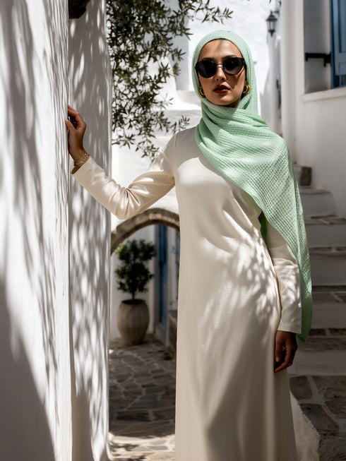Marble Cotton Hijabs - Light Mint Green