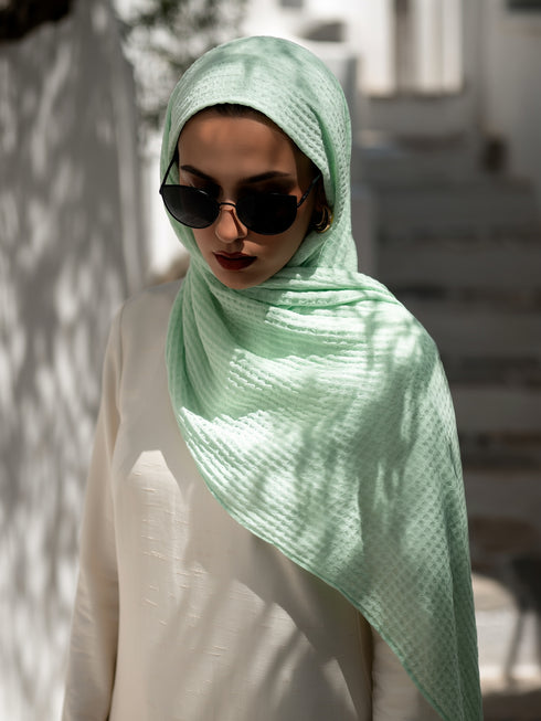 Marble Cotton Hijabs - Light Mint Green