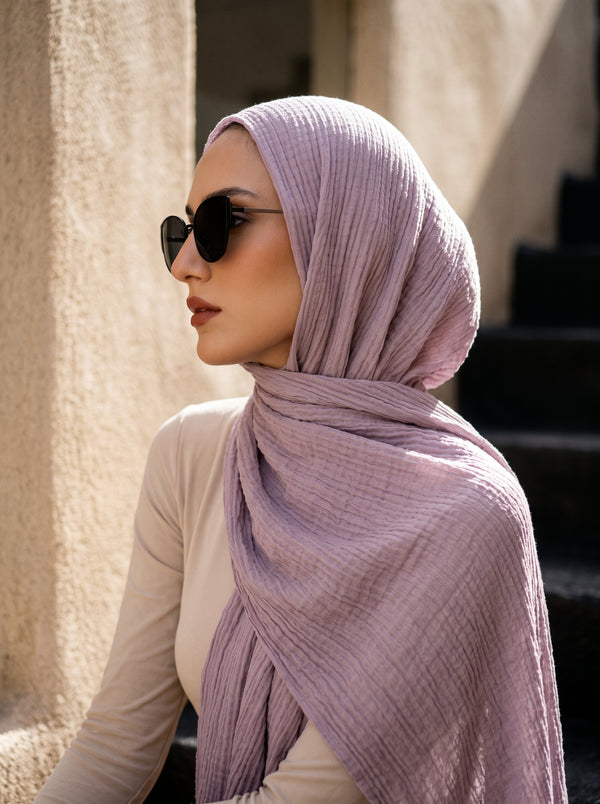 Marble Cotton Hijabs - Lilac
