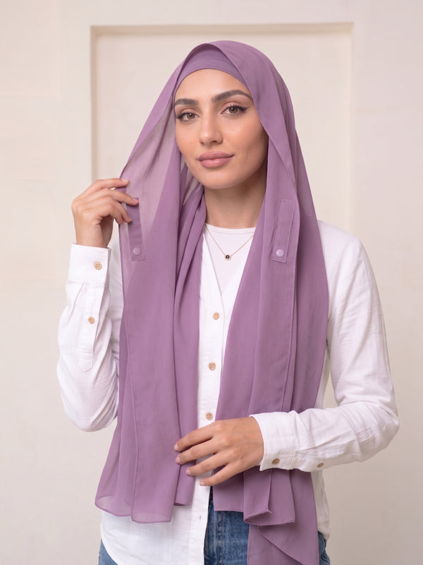 Built-in Magnet Hijab - Mauve