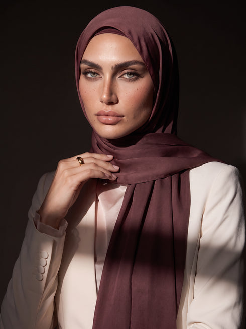 Noura Jersey Hijab - Dark Maroon