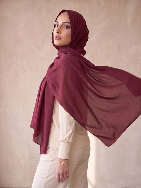 Organic Bamboo Jersey Hijab - Maroon