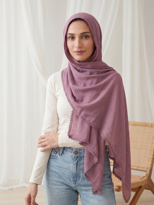 Noor Lace Hijab - Mauve