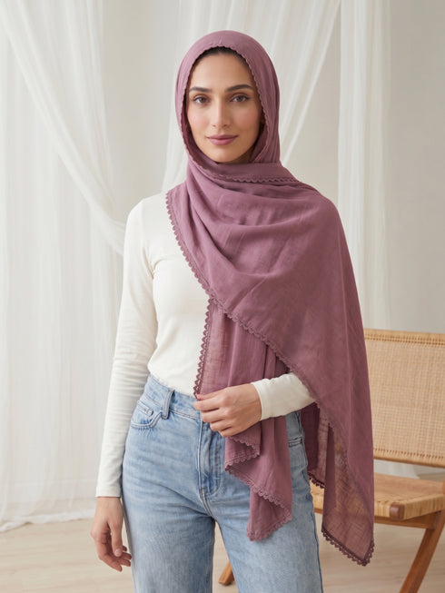 Noor Lace Hijab - Mauve