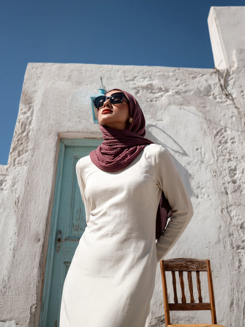 Marble Cotton Hijabs - Mulberry