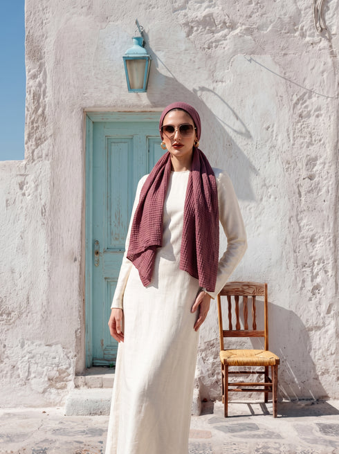 Marble Cotton Hijabs - Mulberry
