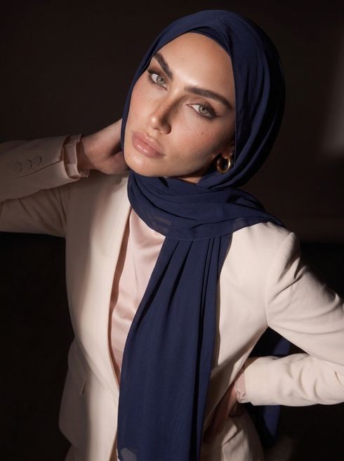 Noura Jersey Hijab - Navy Blue