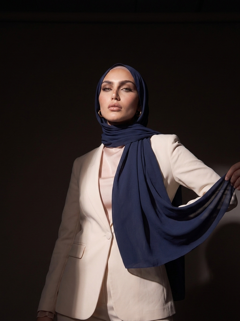Noura Jersey Hijab - Navy Blue