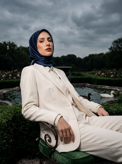 Solène Silk Hijab - Navy Blue