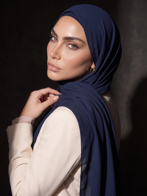 Noura Jersey Hijab - Navy Blue